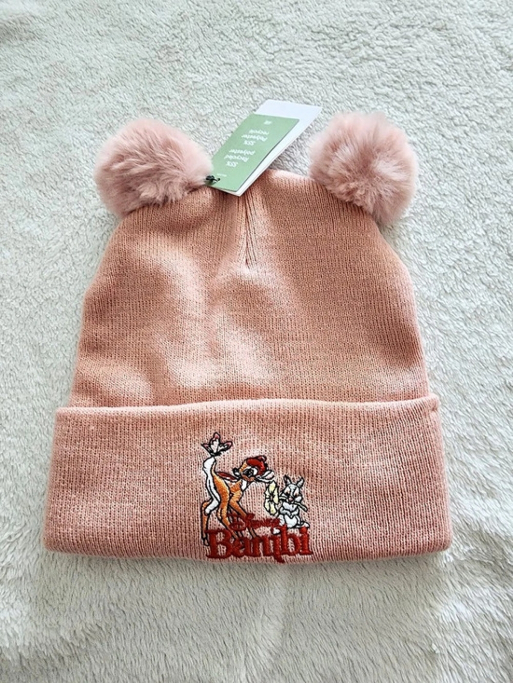 H&M Disney Bambi Pom-Pom Beanie Pink Girls 6-10Y